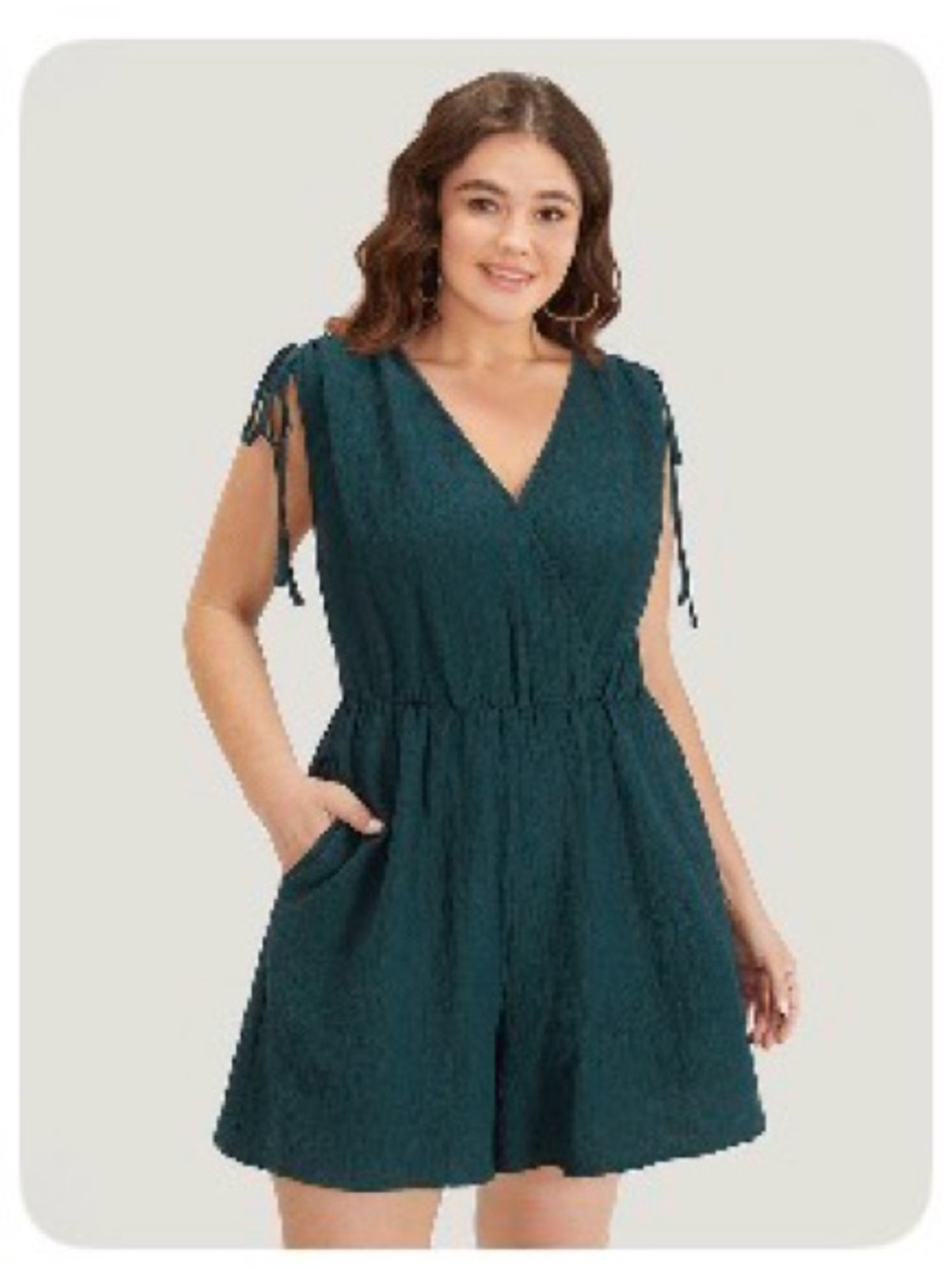 BloomChic Cyan Plain Pocket Surplice Neck Tank Jumpsuit